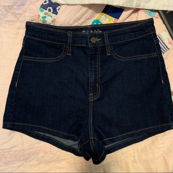 COPY - Dark Wash High Waisted Jean Shorts - Picture 1 of 3